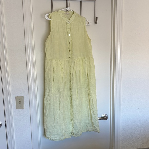 Eileen Fisher Dresses & Skirts - Eileen Fisher Organic Handkerchief Linen Pleated Dress - Citrus - Size M